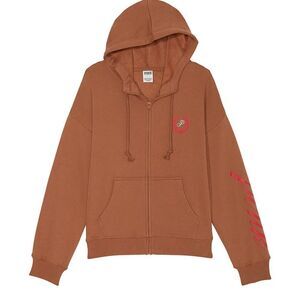 Victoria’s Secret Pink Hoodie with Embroidered Logo Small Brown NWT in packaging